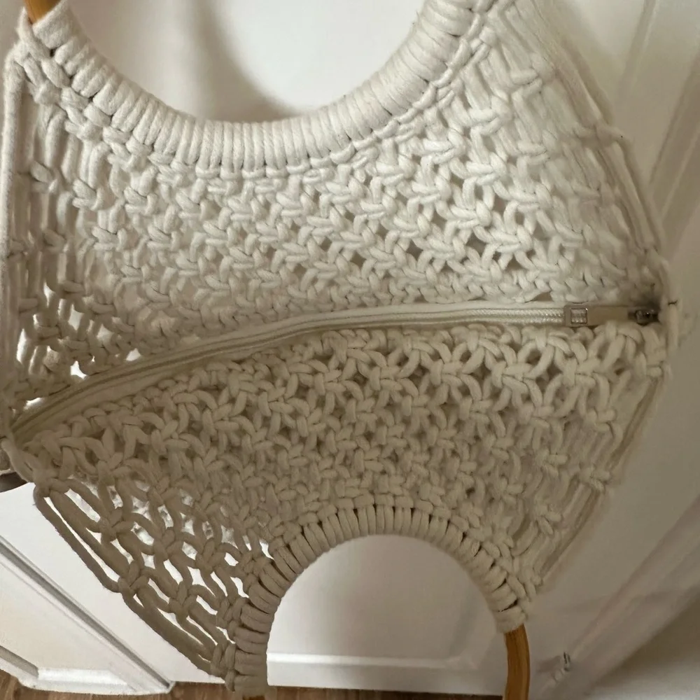Cream Macramé Tote Bag